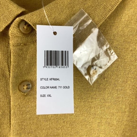 Paul Fredrick Gold Color Polo Sweater Silk Cotton Cashmere - Picture 4 of 5